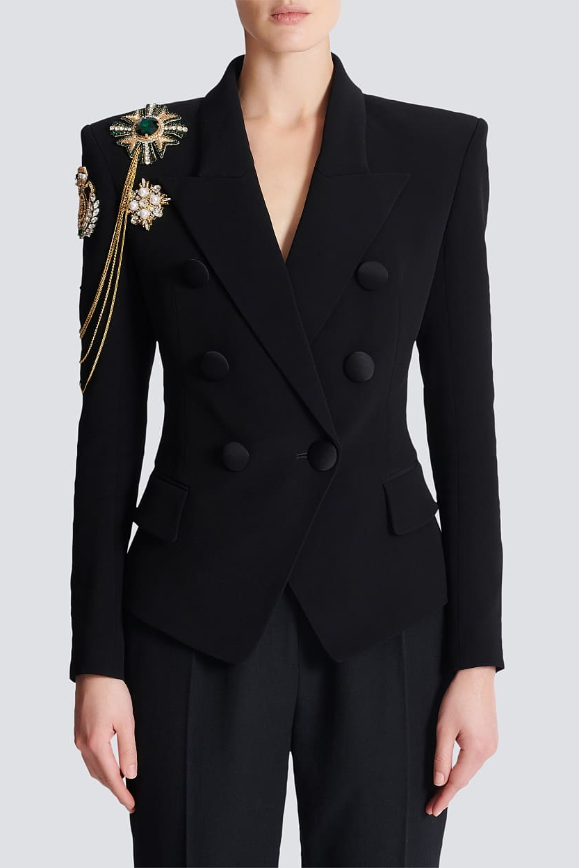 Sotria Crystal Embroidered Patches Blazer
