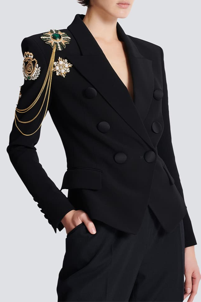 Sotria Crystal Embroidered Patches Blazer