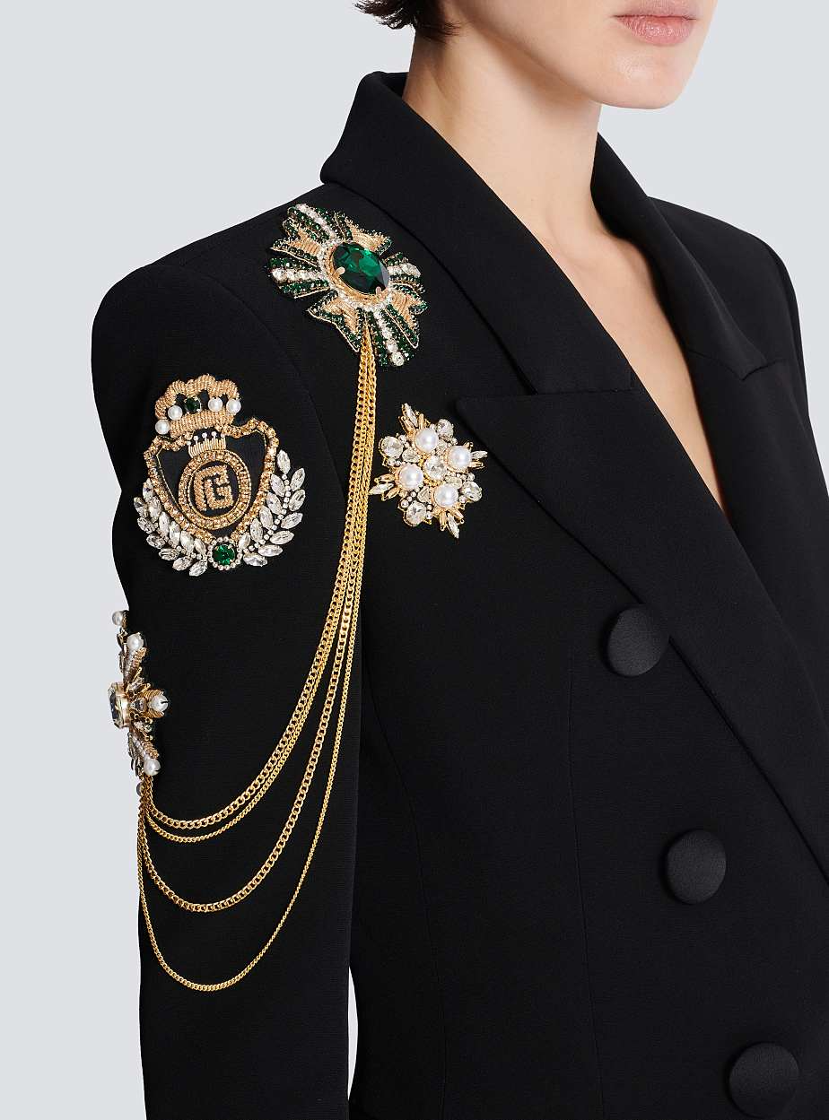 Sotria Crystal Embroidered Patches Blazer