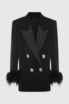 Strara Diamond Buttoned Feather Blazer