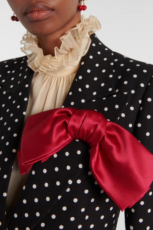 Syrita Polka Dot Bow Blazer Two Piece Set