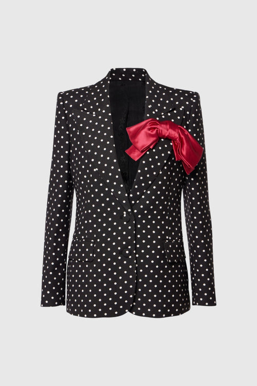 Syrita Polka Dot Bow Blazer Two Piece Set