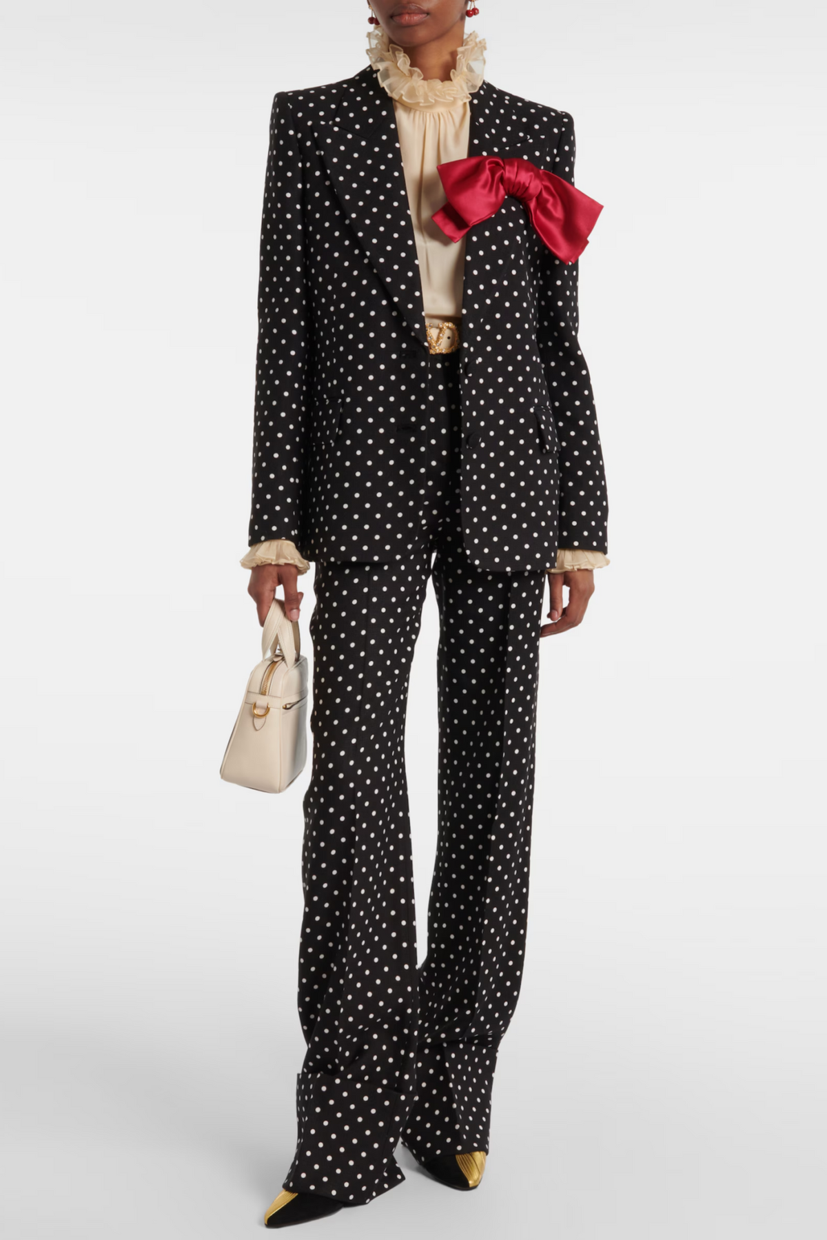 Syrita Polka Dot Bow Blazer Two Piece Set