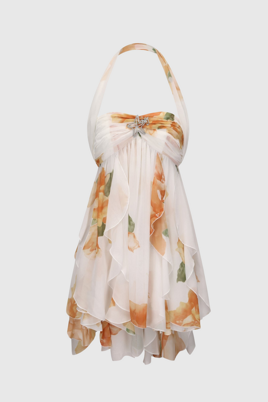 Takala Floral Halter Backless Mini Dress