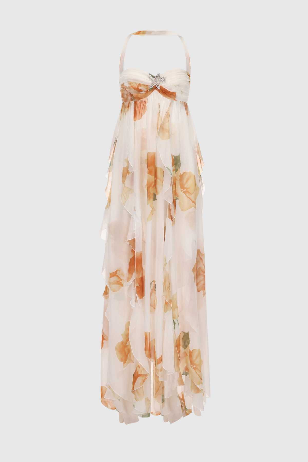 Takala Floral Halter Backless Split Maxi Dress