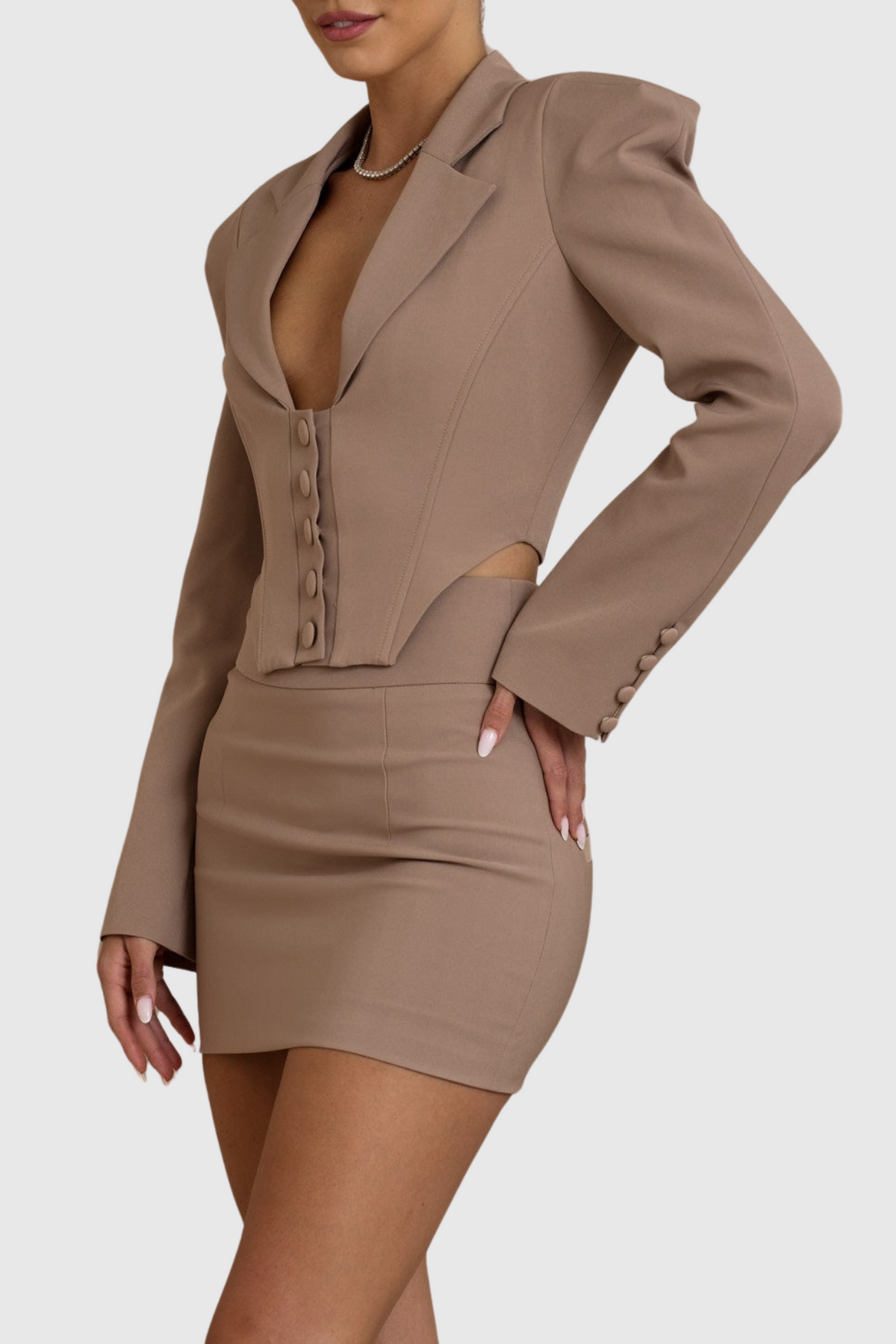 Tavares Button Plunge Skirt Two Piece Set