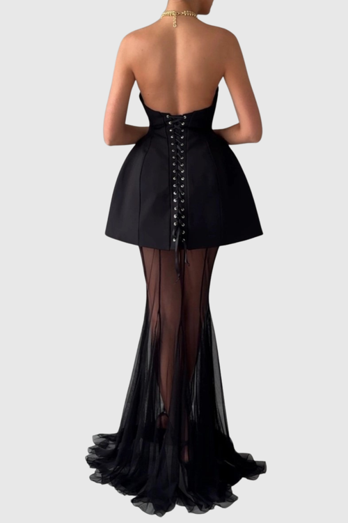 Terlin Strapless Top & Skirt Set - Black