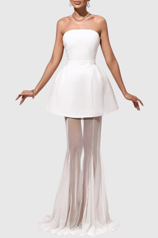 Terlin Strapless Top & Skirt Set - White