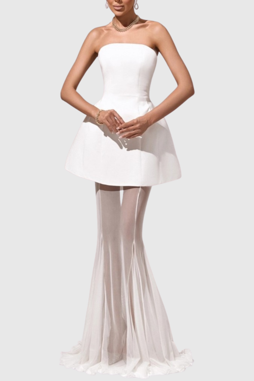 Terlin Strapless Top & Skirt Set - White
