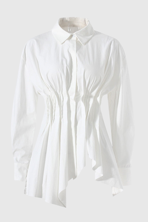 Tierna Cinch Pleated Shirt - White