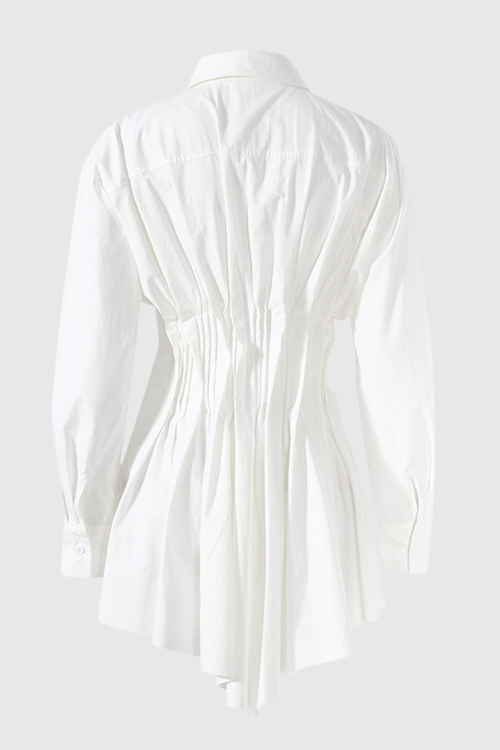 Tierna Cinch Pleated Shirt - White