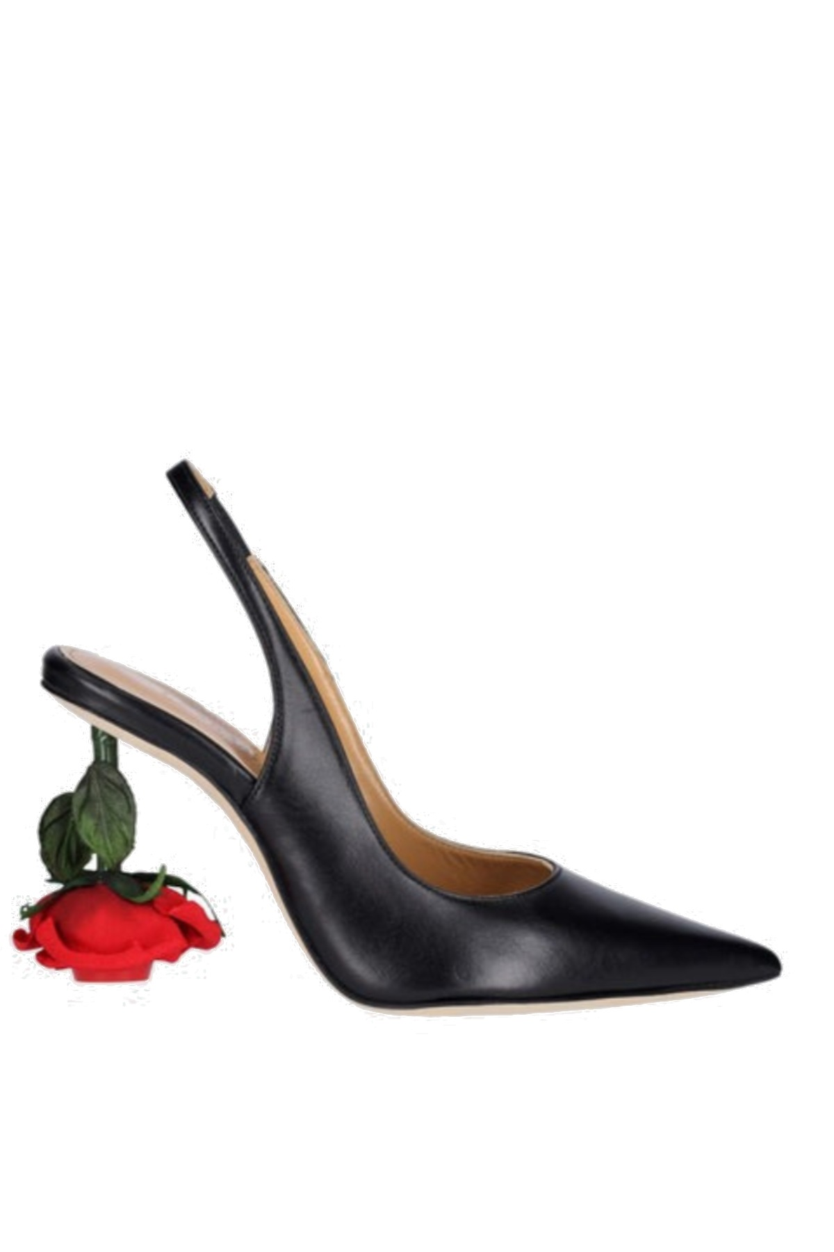 Torqua Rose Heel Leather Slingback Pumps