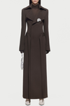 Tranya Metalic Embellished Strap Coat - Brown