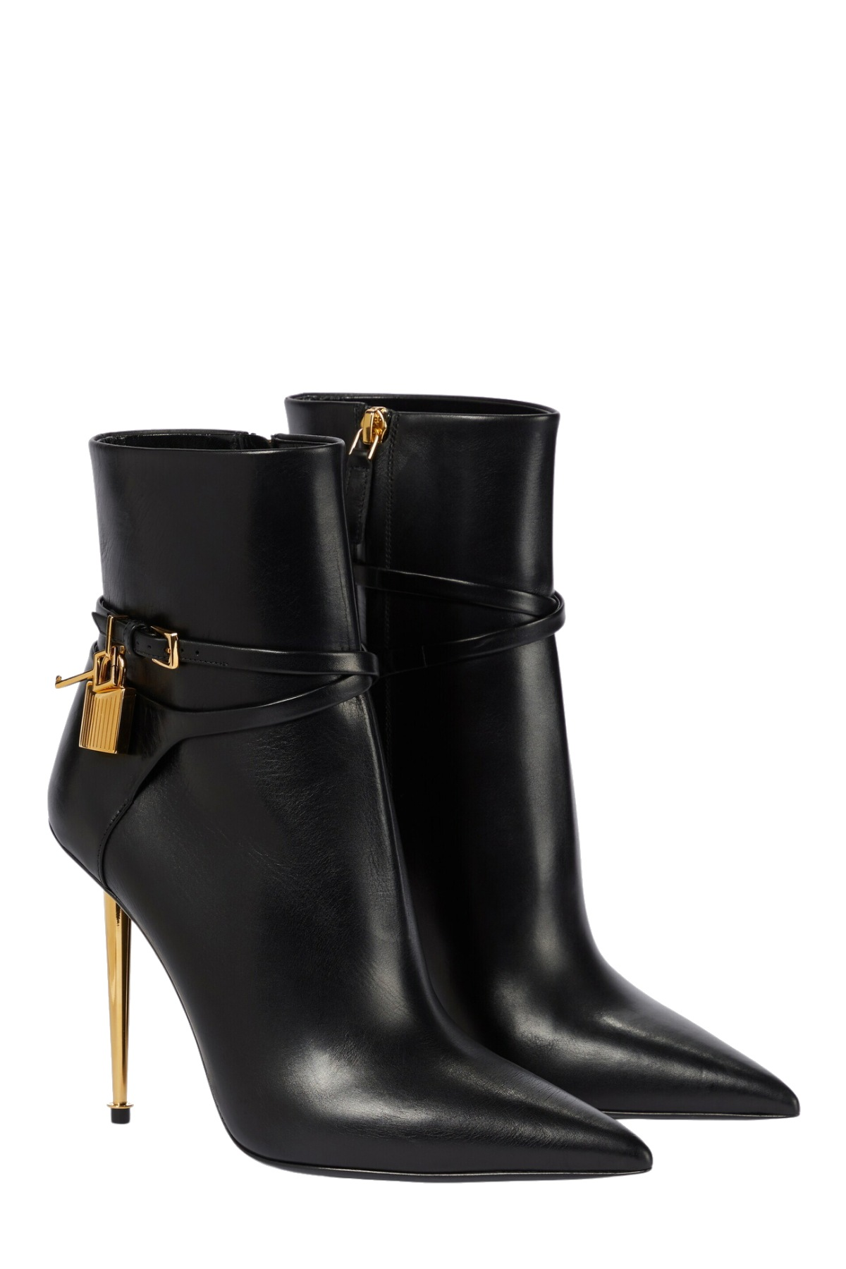 Trevoa Leather Padlock Ankle Boots - Black