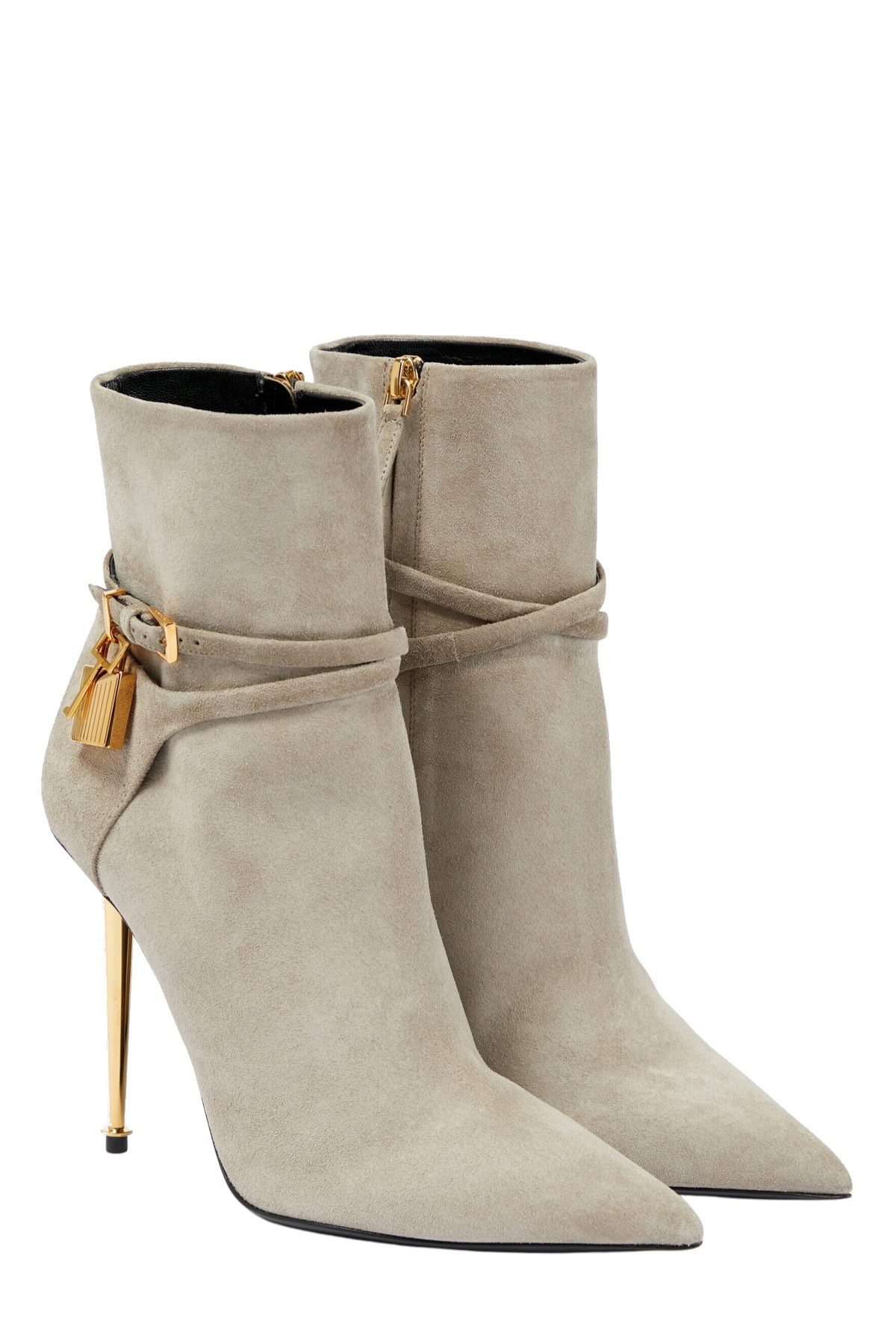 Trevoa Suede Padlock Ankle Boots - Beige