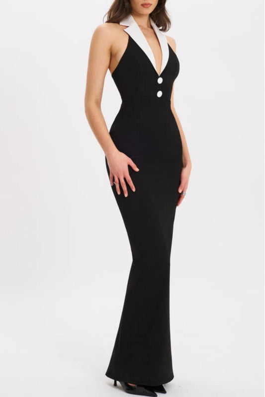 Tsanko Halter Maxi Bandage Dress