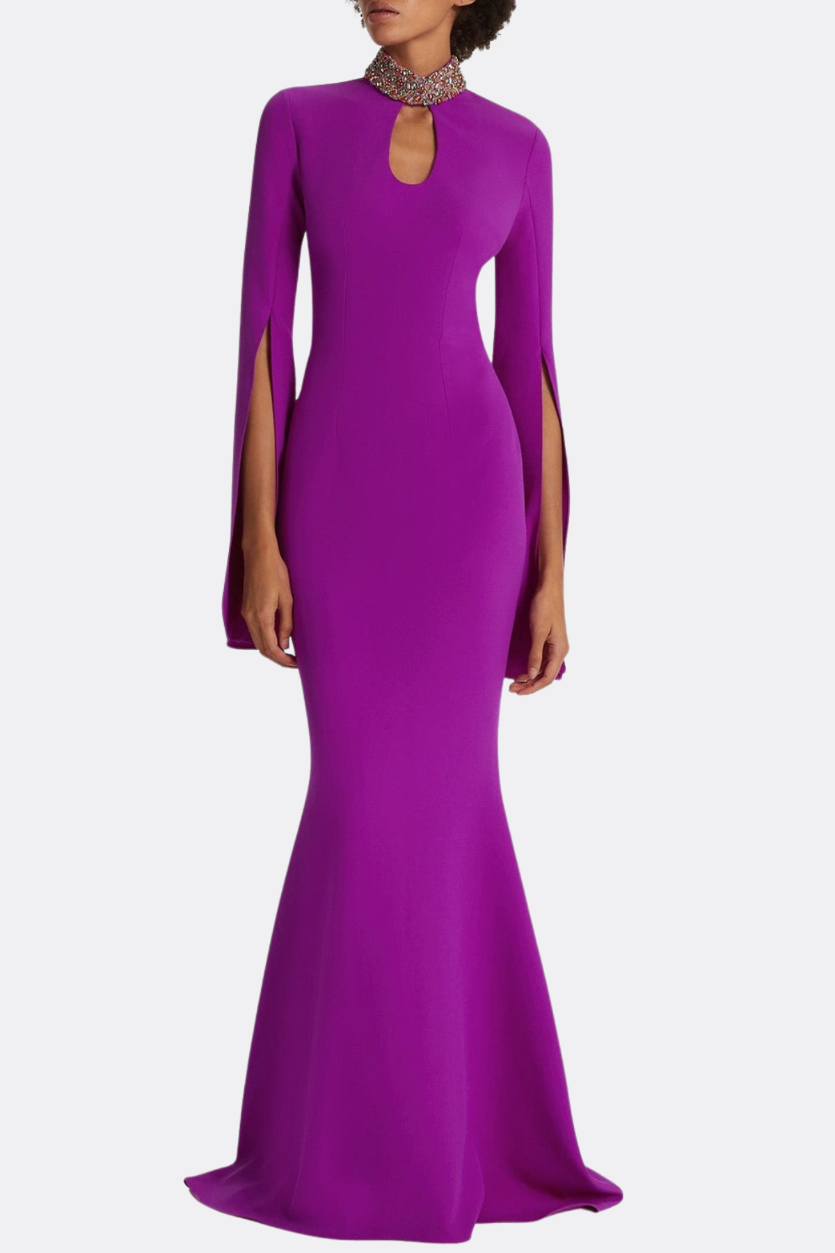 Tuliay Diamante  Embellished Cutout Maxi Dress - Purple-37