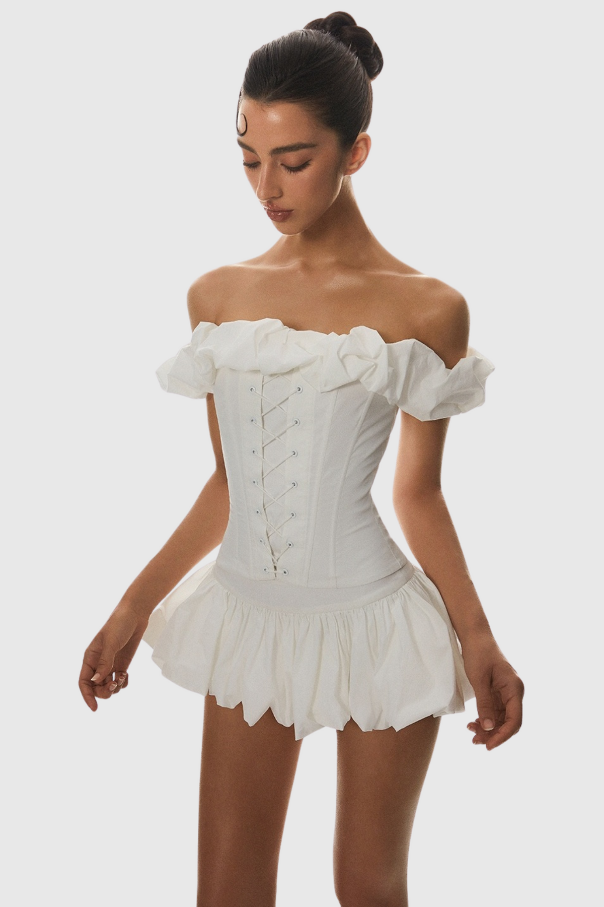 Tyora Puff Off Shoulder Lace Up Corset