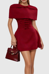 Uhtra Bow Shawl Embellished Mini Dress
