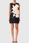 Ventura Floral Applique Sleeveless Mini Dress - Black