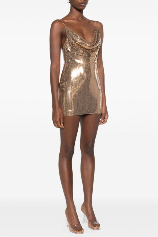 Vesper Draped Sequin Mini Dress