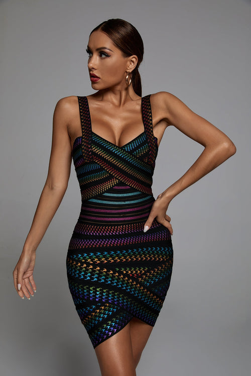 Victoria Rainbow Mini Bandage Dress