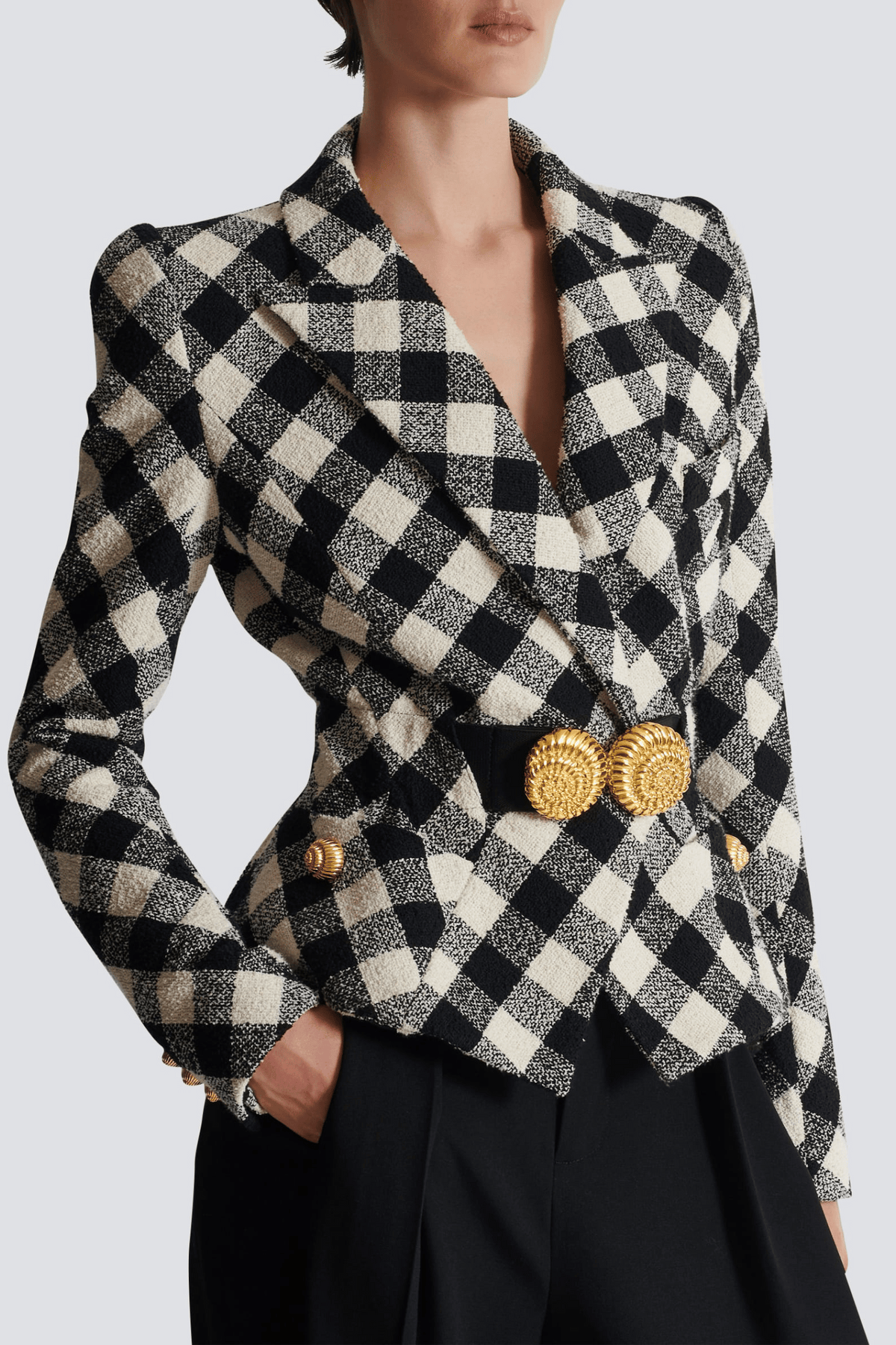 Wyatt Gingham Button Blazer