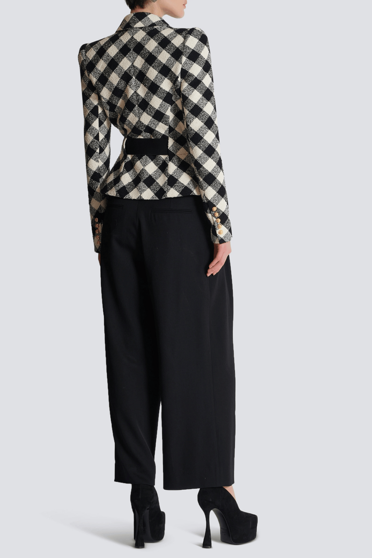Wyatt Gingham Button Blazer
