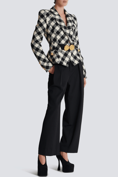 Wyatt Gingham Button Blazer