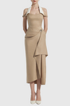 Yarin Collar Draped Midi Dress