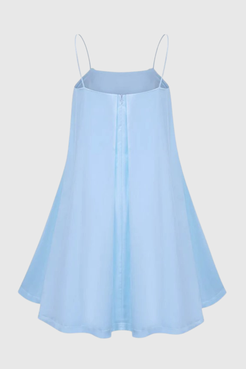 Zaniah Floral Embroidered Satin Mini Dress - Blue