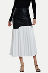 Zenobia Pleated Faux Leather Midi Skirt - White