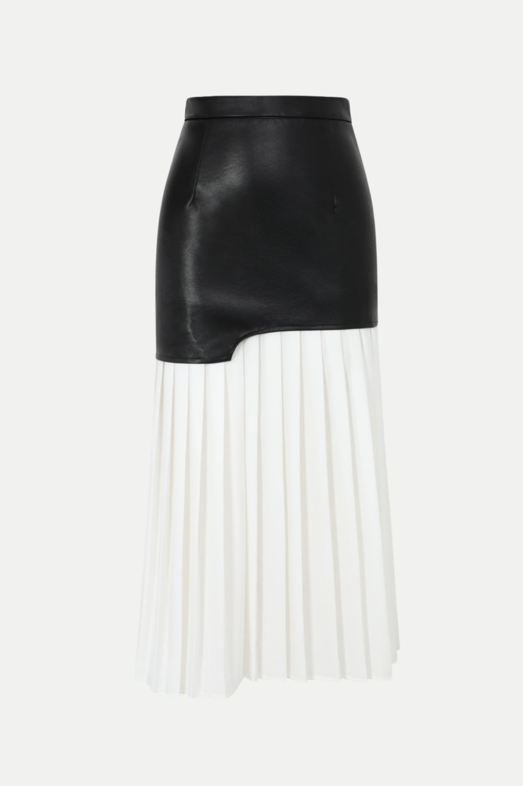 Zenobia Pleated Faux Leather Midi Skirt - White