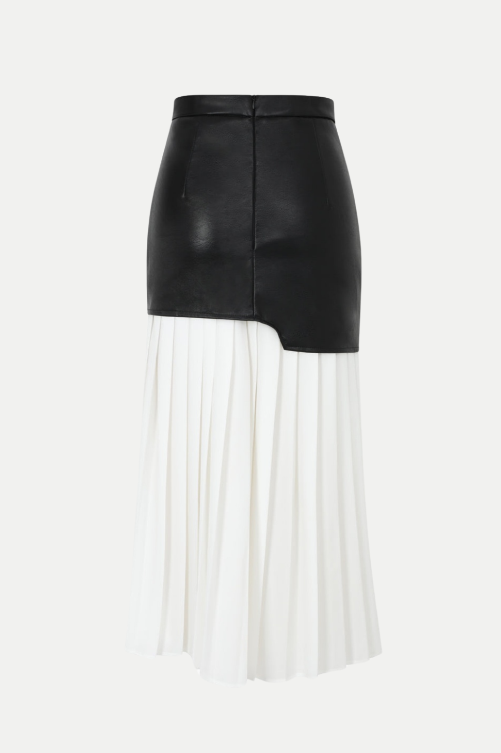 Zenobia Pleated Faux Leather Midi Skirt - White