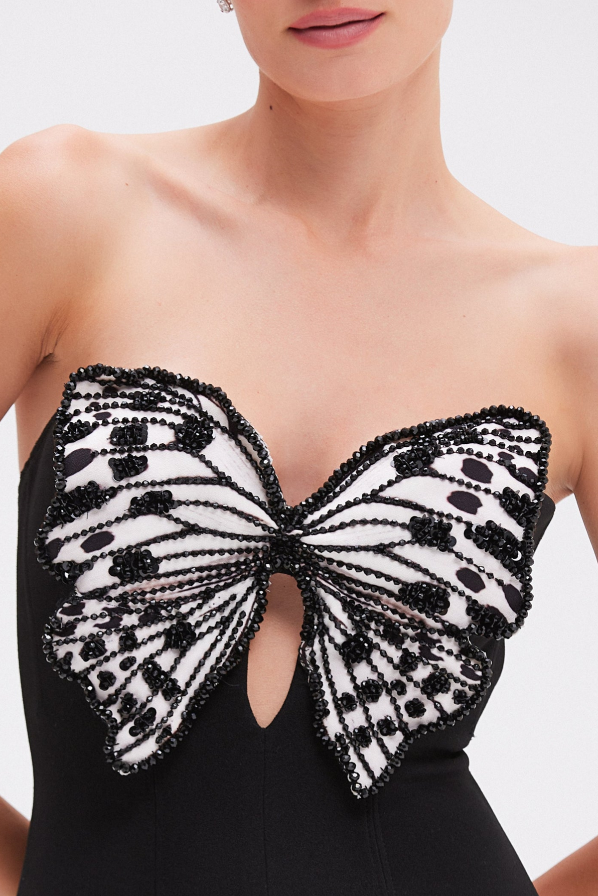 Kaidee Butterfly Strapless Puffy Mini Dress