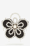 Elysa Flower Diamante Satin Clutch - Black