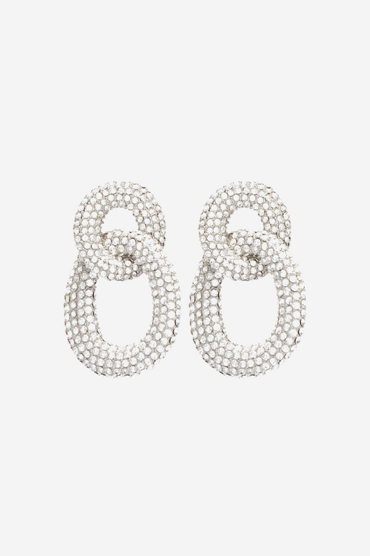 Evier Crystal Link Earrings - Silver