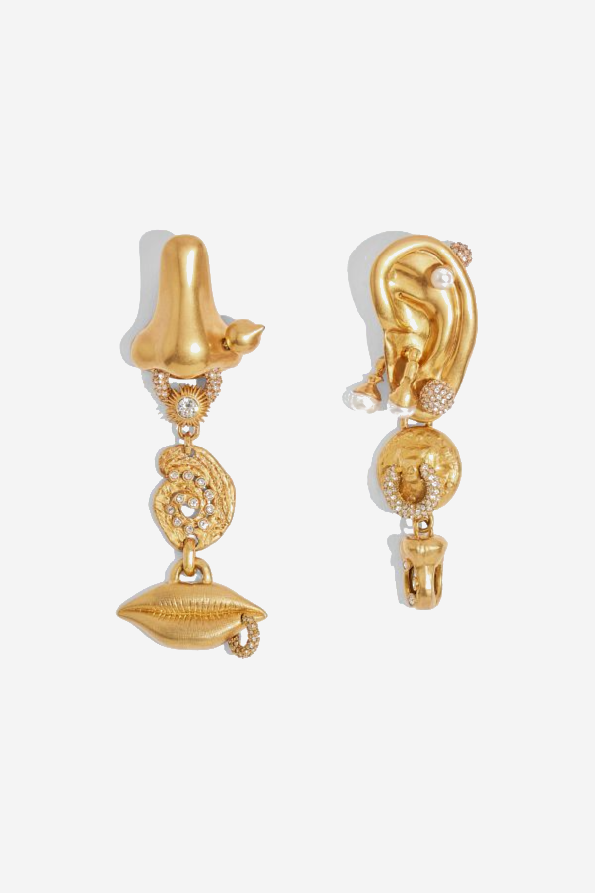 Marliz Nose Asymmetric Rhinestone Earrings