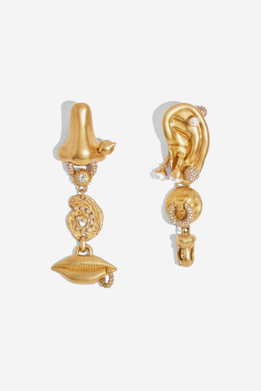 Marliz Nose Asymmetric Rhinestone Earrings