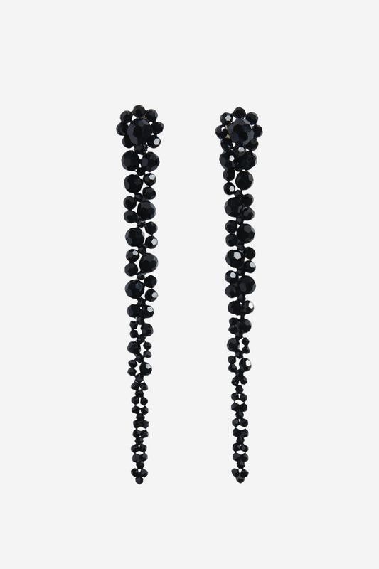 Vihoa Crystal Beaded Drip Earrings - Black