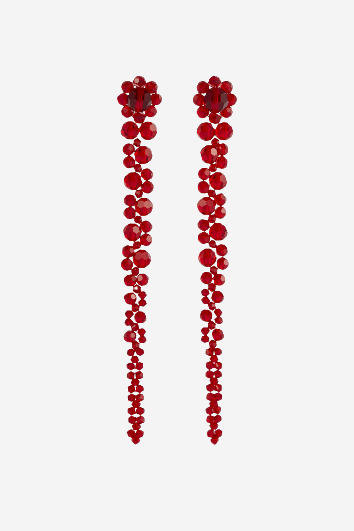 Vihoa Crystal Beaded Drip Earrings - Red